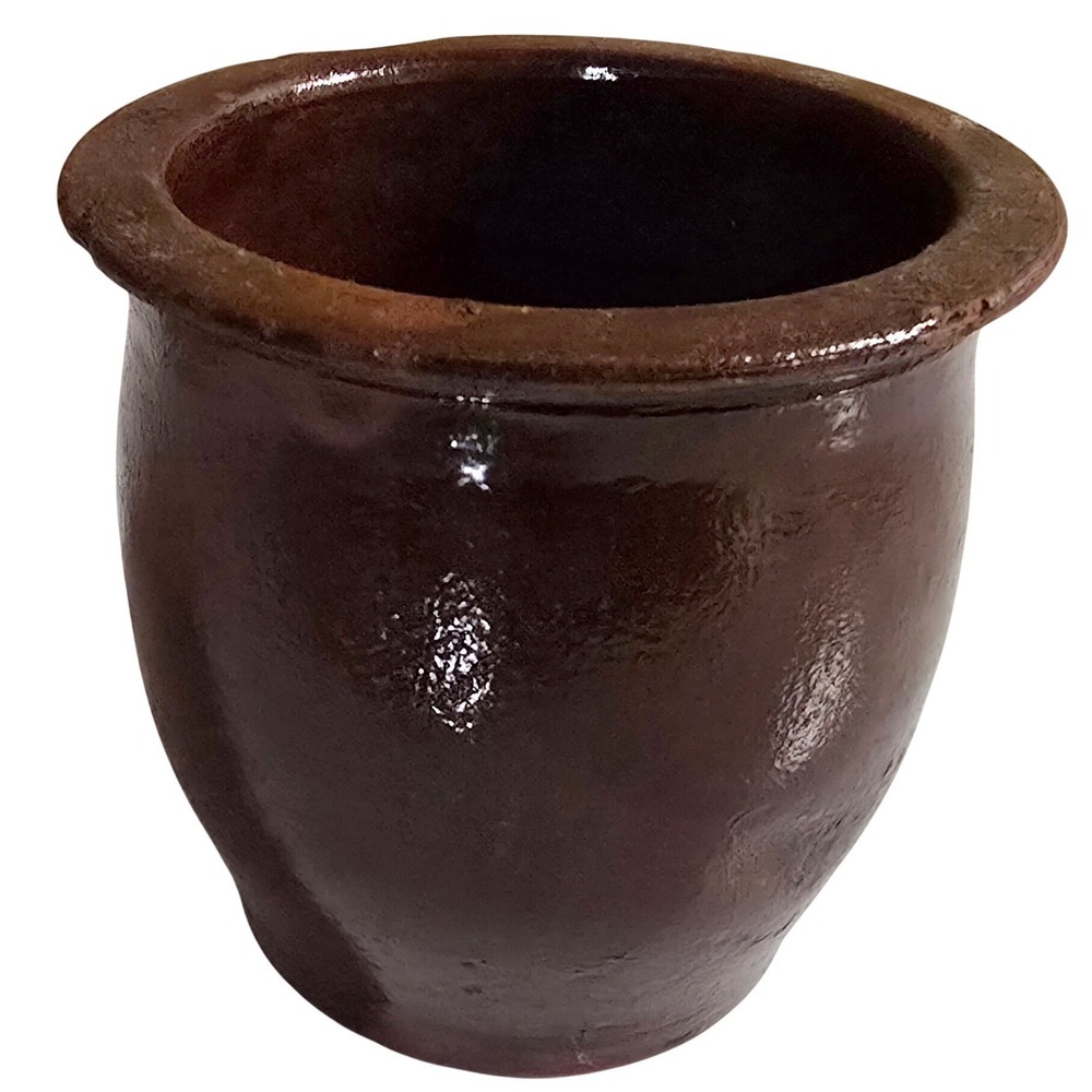 Vintage Brown Composition Cachepot 4 in Small Rustic Planter Crock